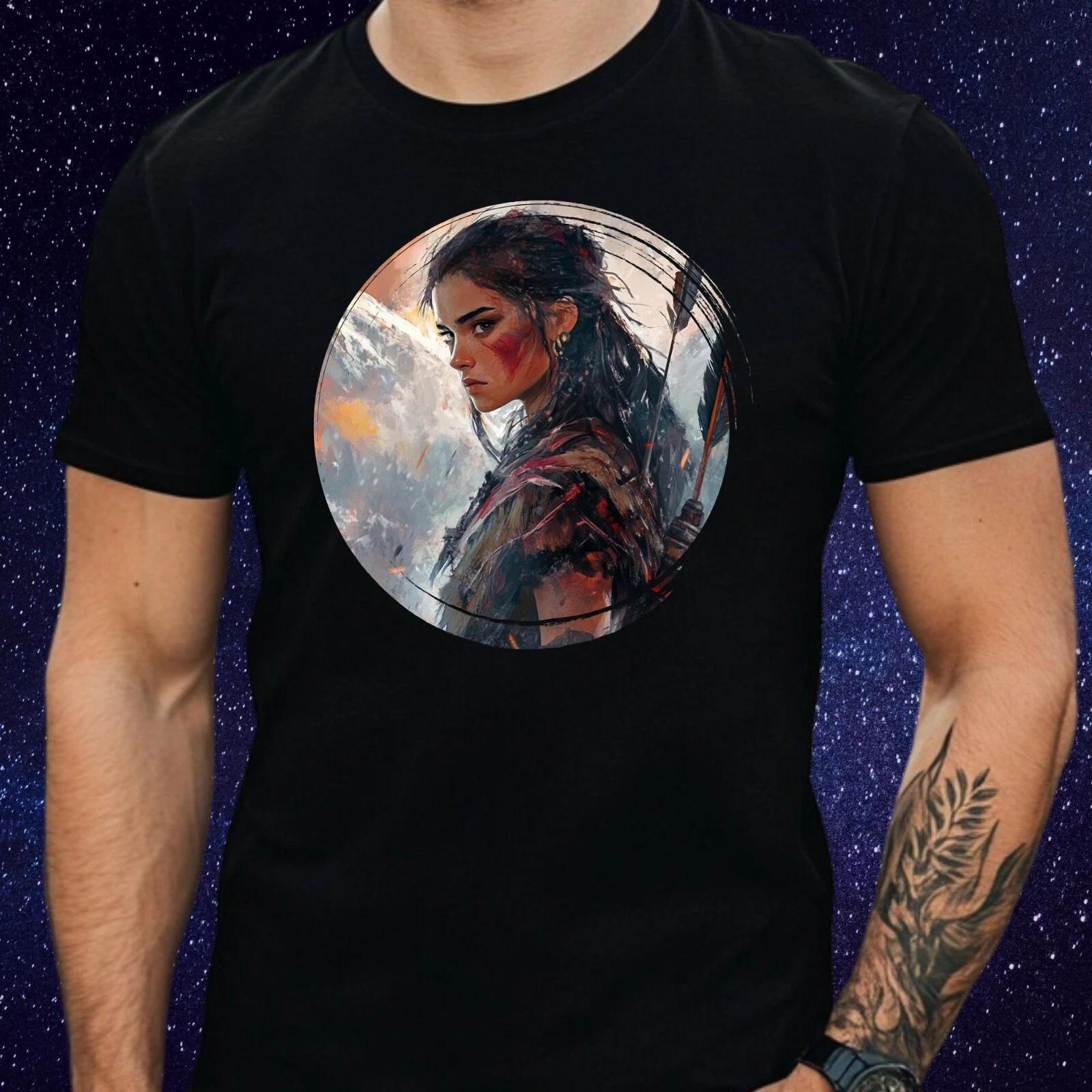 T-Shirt Herren Kriegerin Motiv Baumwolle Größe S bis 5XL XS