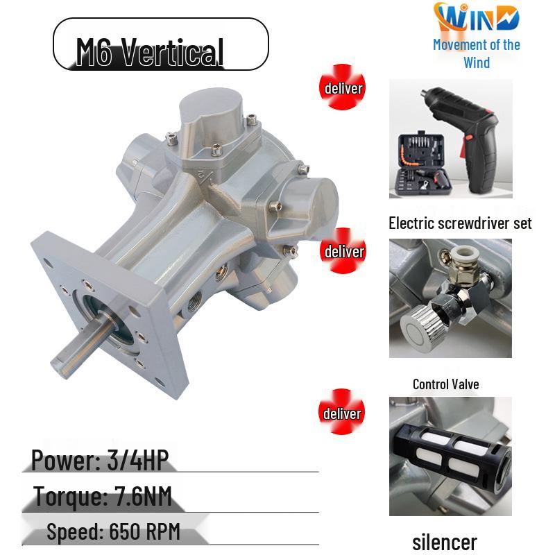 Piston Pneumatic Motor M1-M7-F-L-IEC with Forward/Reverse & Stepless Speed Regulation, Explosion-Proof Safety.