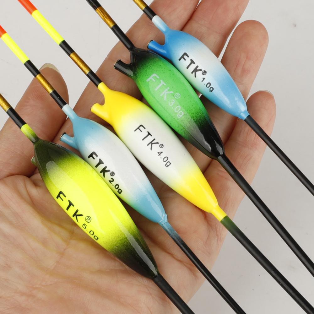 FTK 5pcs/lot Fishing Float Size 1g/2g/3g/4g/5gBarguzinsky Fir Floats Buoy Bobber Fishing Floats Multicolor Fishing Tackle Pesca