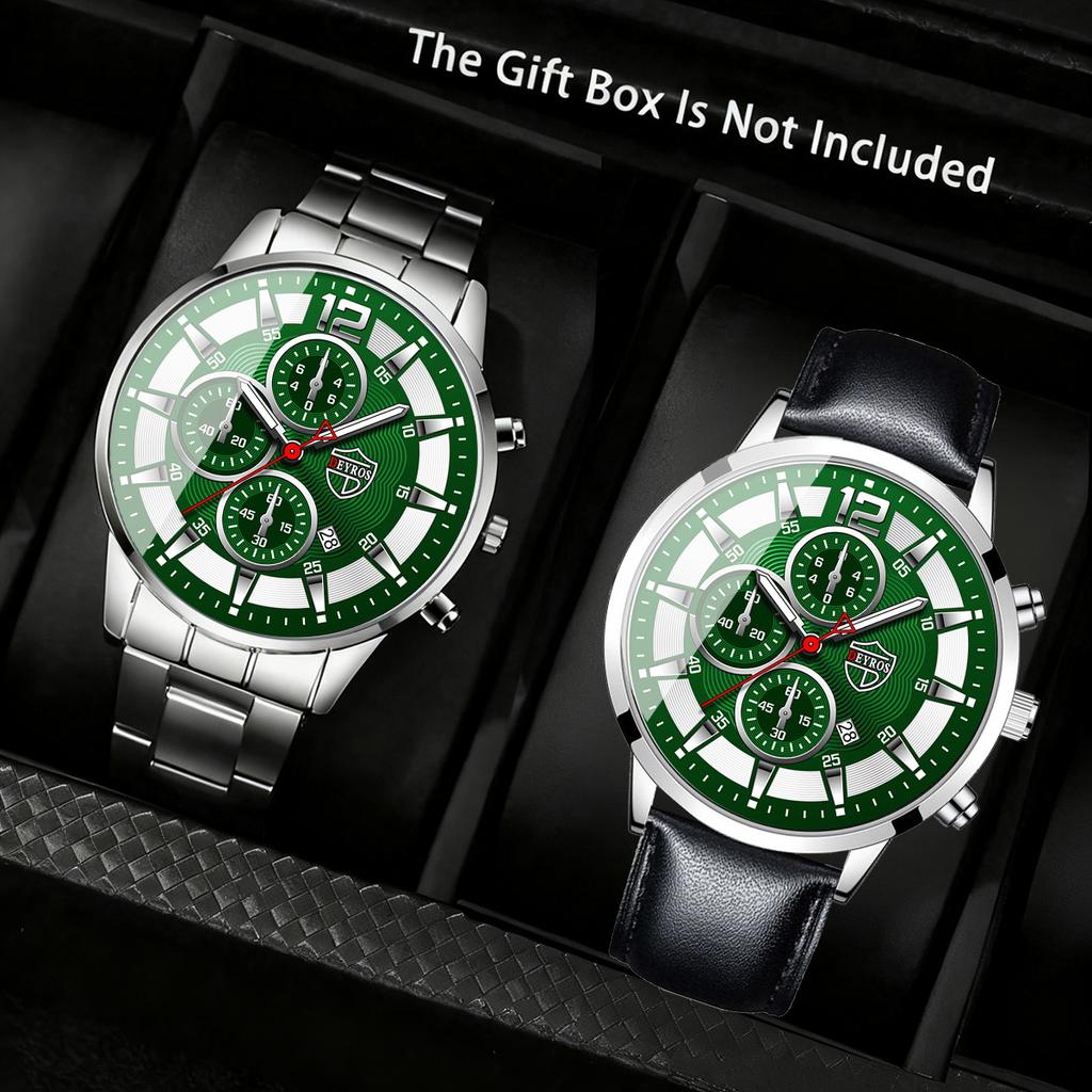 2pc Men's Quartz Watch Set, Men's Casual Watch, Business Watch, Men's Gift