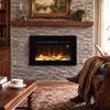 Electric Fireplace 60 cm Built-in or Wall Mounted, 1800W, 24-Hour Timer, Adjustable Flame, Crystals