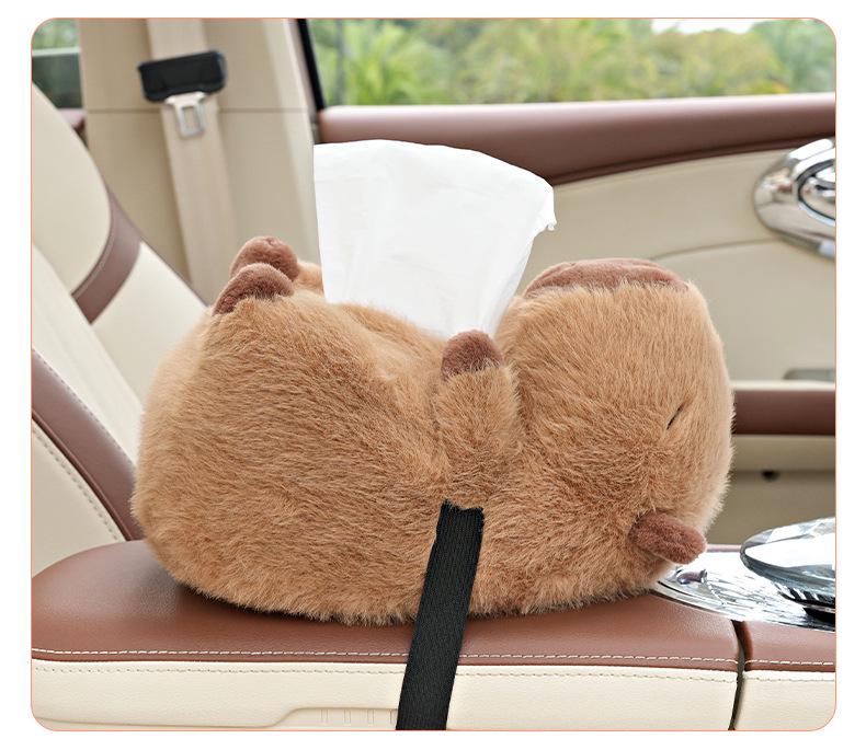 Capybara Plush Car Tissue Holder - Cute & Multifunctional