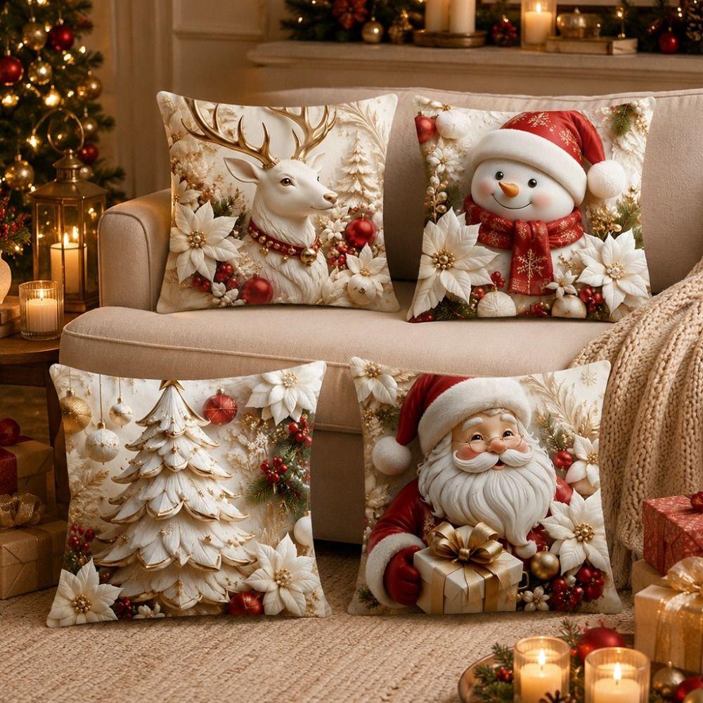 Detachable Soft Christmas Pillow Covers 45x45cm Christmas Themed Pillow Case  Sofa House Room