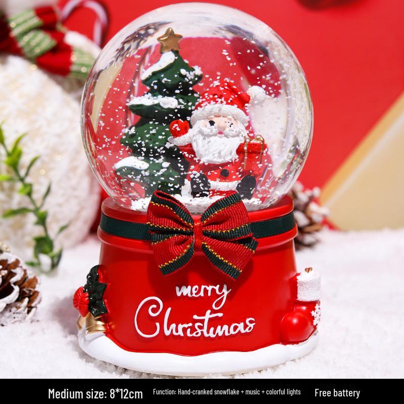 Светящийся Вращающийся Хрустальный Шар Музыкальная Шкатулка Деда Мороза - Идеальный Рождественский Подарок для Детей, Парней или Девушек