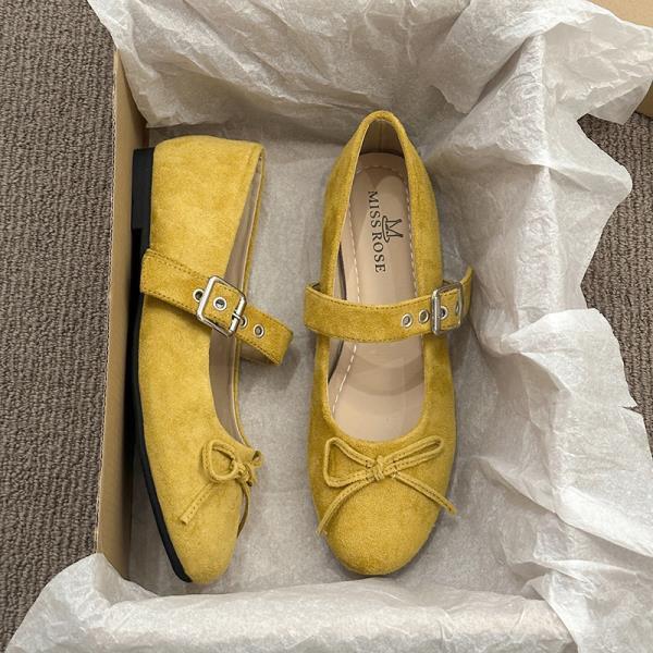 Fashion Shoes Woman 2025 Bow-Knot Female Footwear Shallow Mouth New Retro Butterfly Summer Dress Flock Flat Spring Butterfly-knot Mary