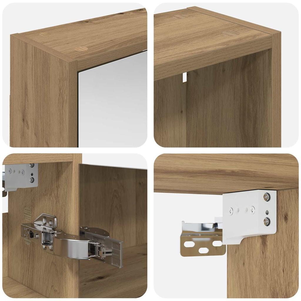 Bathroom Cabinet Set 3 Pcs 126 X 16 X 62.5 Cm Particleboard
