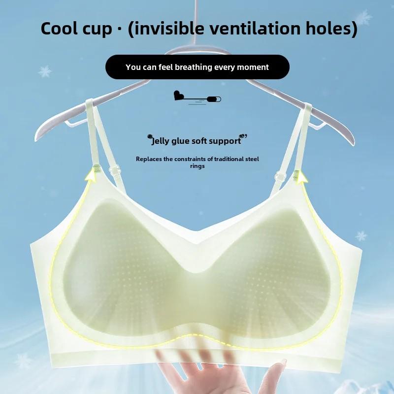 Summer New Ice Silk Backless Tank Top Bra Women's Sleeveless Seamless Sleep Bra Fixed Cup Thin Style Bra From China Mainland
