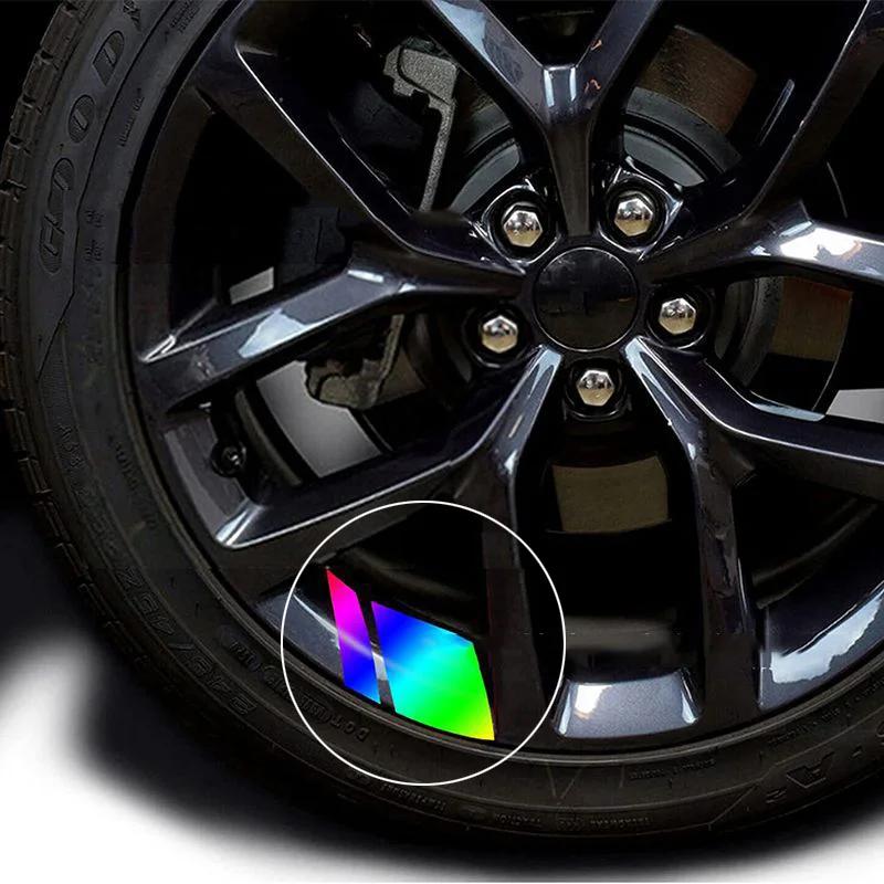 1/4pcs Car Sticker Reflective Car Wheel Rim Vinyl Warning Sticker Mark Stripe Racing Wheel Hub Decals for Decorative Car Sticker
