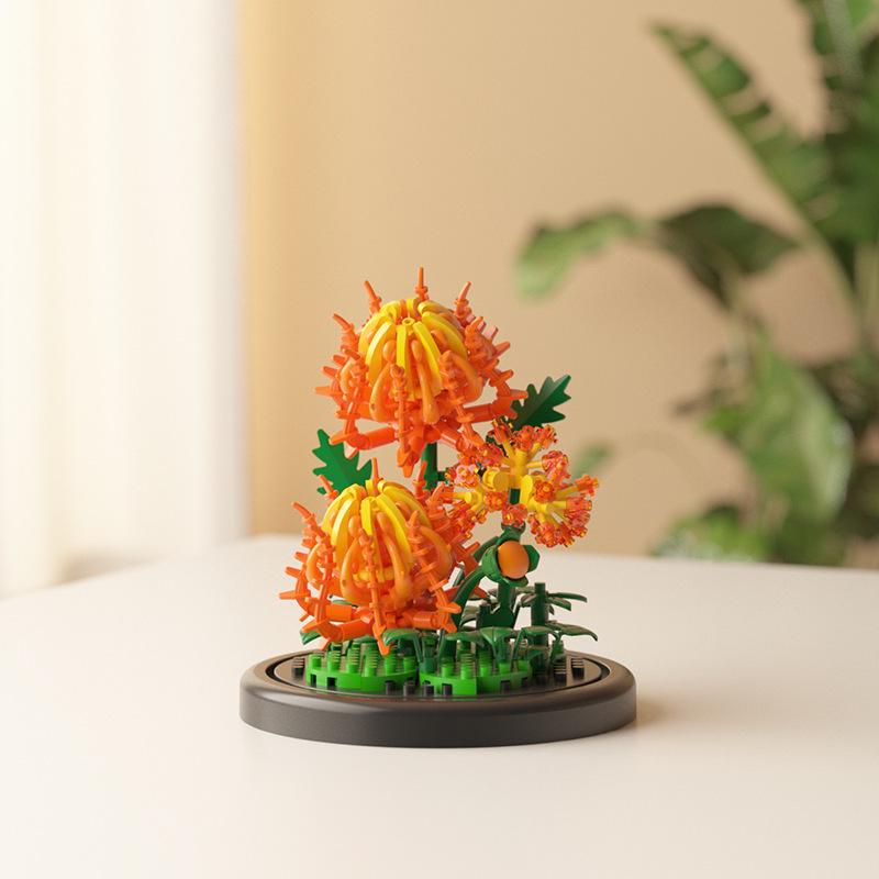 Dream Flower Box: Preserved Building Block Bouquet Set - Sunflower & Carnation. Ideal Toy for Children's Assembly.