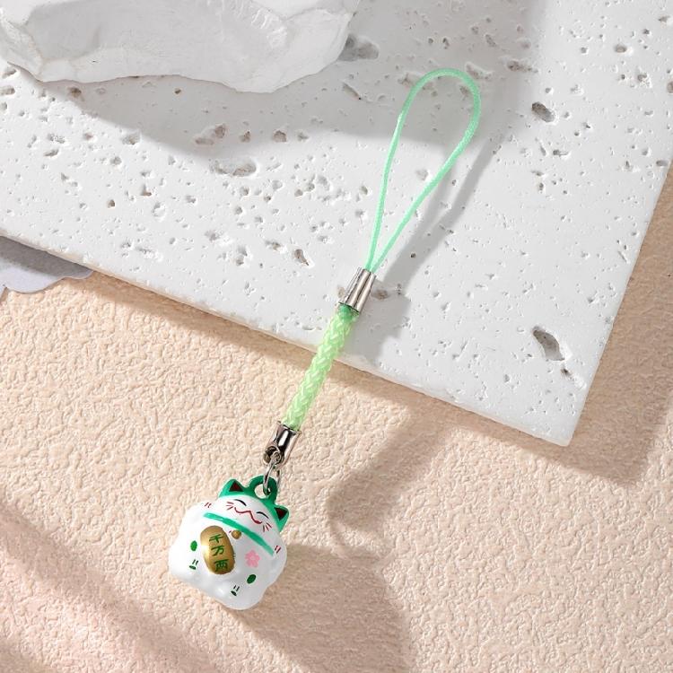 Portable Lucky Cat Phone Charm Assorted Color Lucky Cat Key Rings Decoration With Bells For Positive Energy