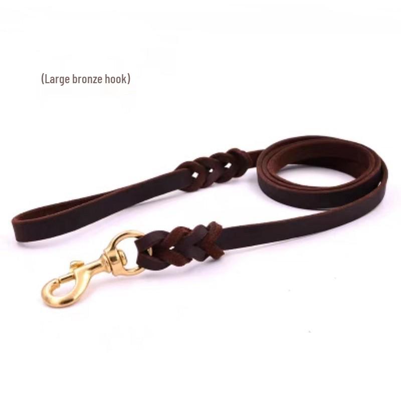 Genuine Cowhide Leather Dog Leash for Golden Retrievers & German Shepherds - Durable Walking Rope