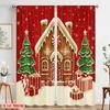 2pcs,2D Plane Printing Curtains Roller Blinds Gingerbread House Christmas Snowflakes Polyester (without Rod) Holiday for
