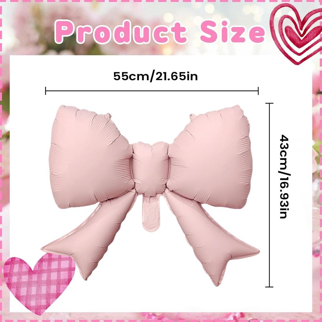 6pcs Pink Bow Balloons, Bow Tie Pink Balloon for Wedding Bride Shower Gift, Decorative Pink Balloon for Girls Birthday Party