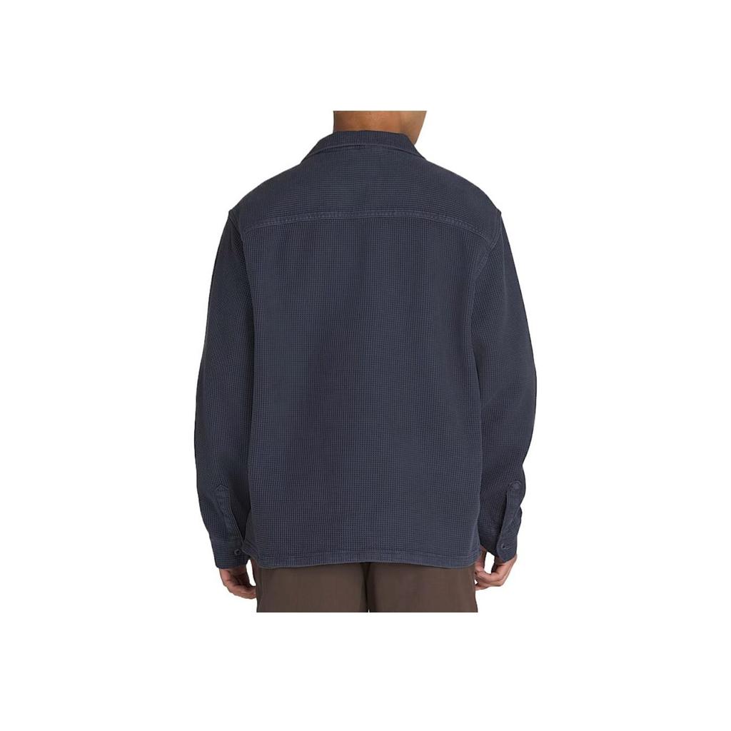 Vans Maywood Dobby Shacket Comfortable Fashion Trendy Versatile Lapel Jacket Men Jackets Dark-Blue VN000M0ZJDU