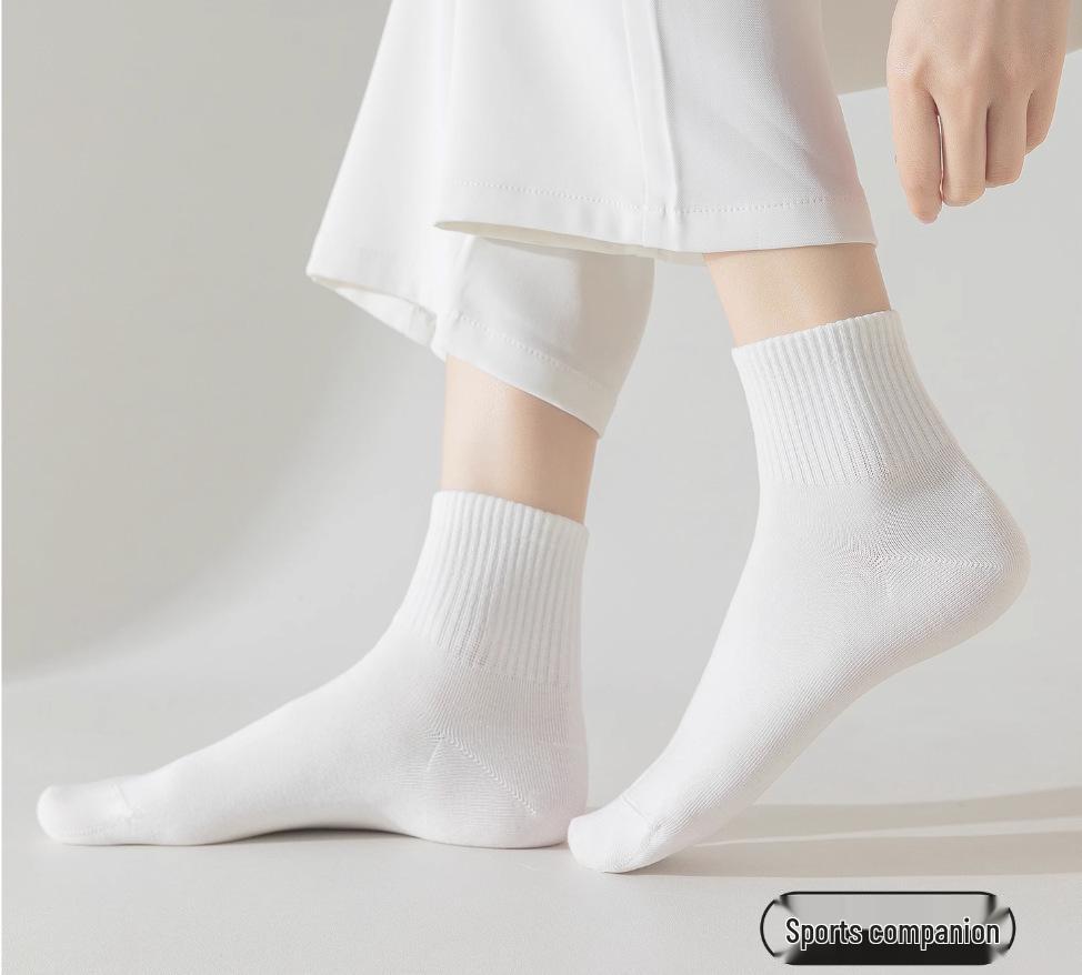 Disposable Four-Season Cotton Socks: Sweat-Absorbent, Odor-Resistant, Short Tube, Solid Color for Summer, Spring, and Autumn.