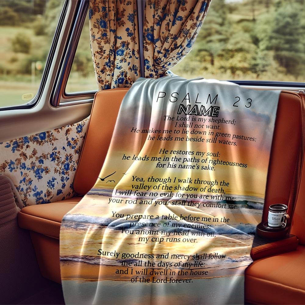 Psalm 23 Inspirational Bible Verse Artwork Blanketcustomize Your Name Lightweight Comfortable And Stylish Blanket For Travel Bed Home Chair Office
