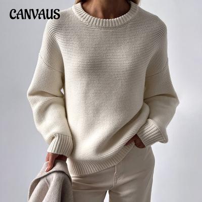Women's Round Neck Knitted Sweater Fall and Winter Temperament Simple Lazy Pullover Sweater