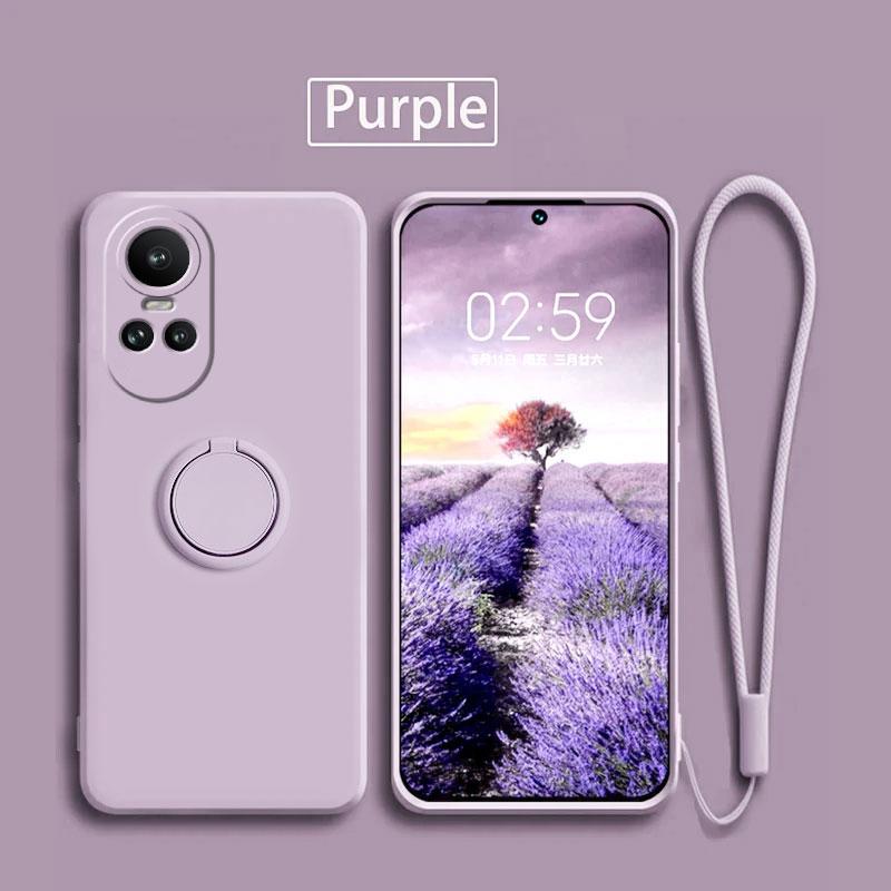 Case For Funda Oppo Reno 10 5g Liquid Silicone Ring Holder Soft Phone Skin Cover for Oppo Reno 10 Pro Upgrade Shockproof Back Fundas