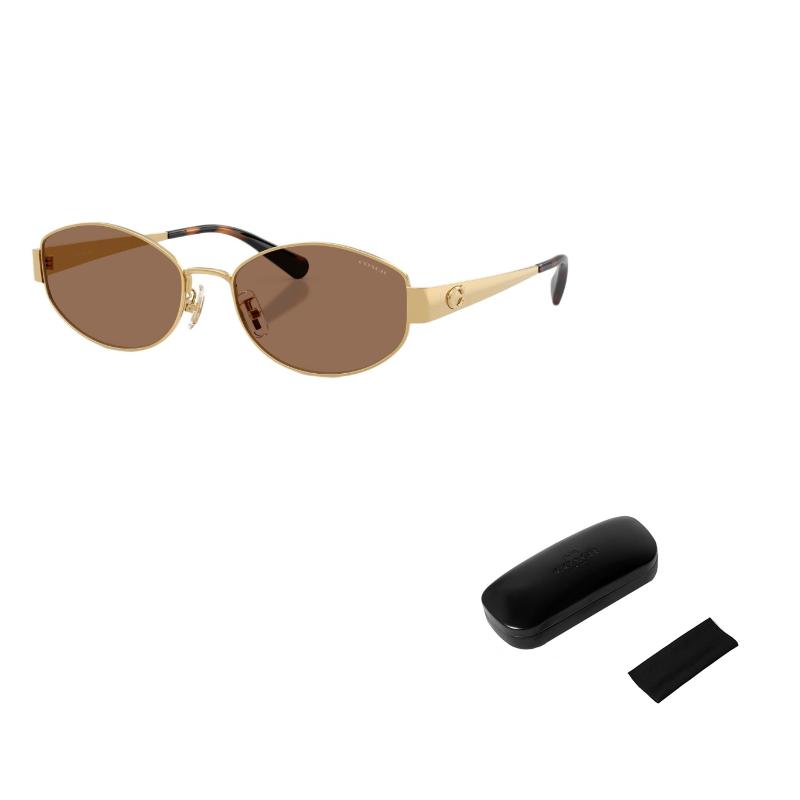 Coach 7192D C Logo Metal Irregular Shape Sunglasses Unisex Sunglasses Gold 0HC7192D-944113