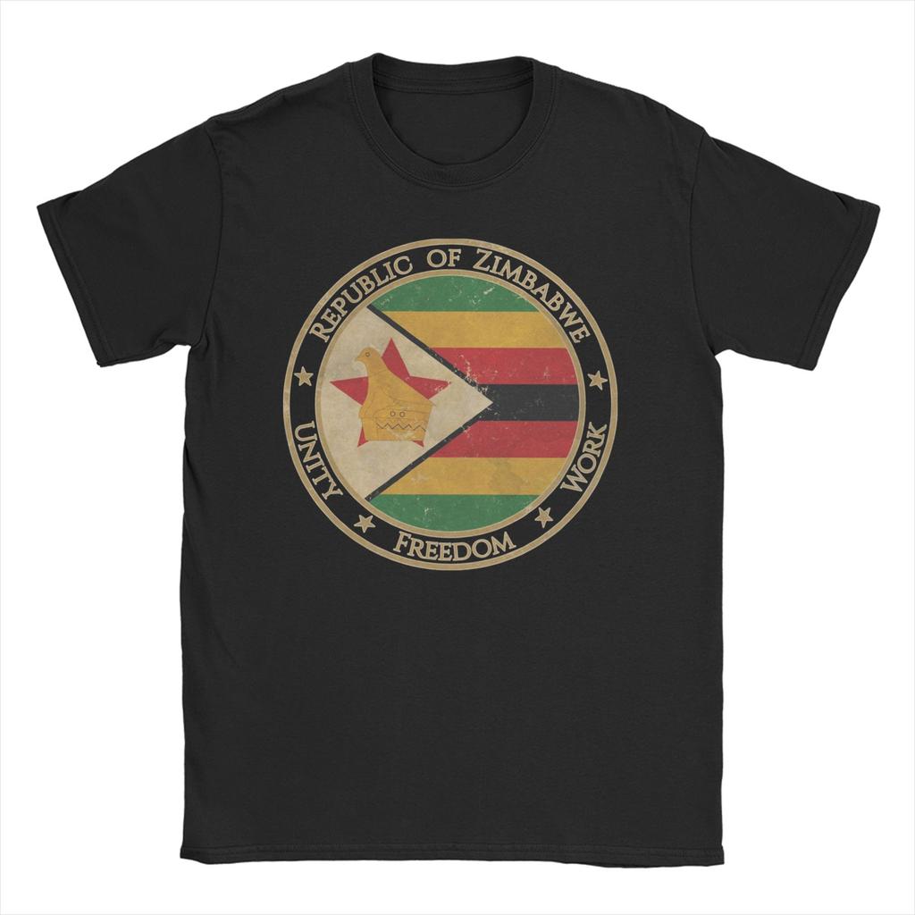 Coat of Arms of Zimbabwe Unisex Women T Shirts Unique Tee Shirt Short Sleeve Crewneck TShirt Pure Cotton Gift Idea Clothes