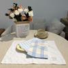 Korean Retro Blue Plaid Tablecloth Placemats Table Mat Food Posing Background Cloth Insulation Pad Home Decoration Accessories