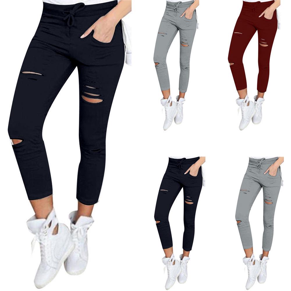 

Women s Ripped Casual Pencil Leggings 4XL