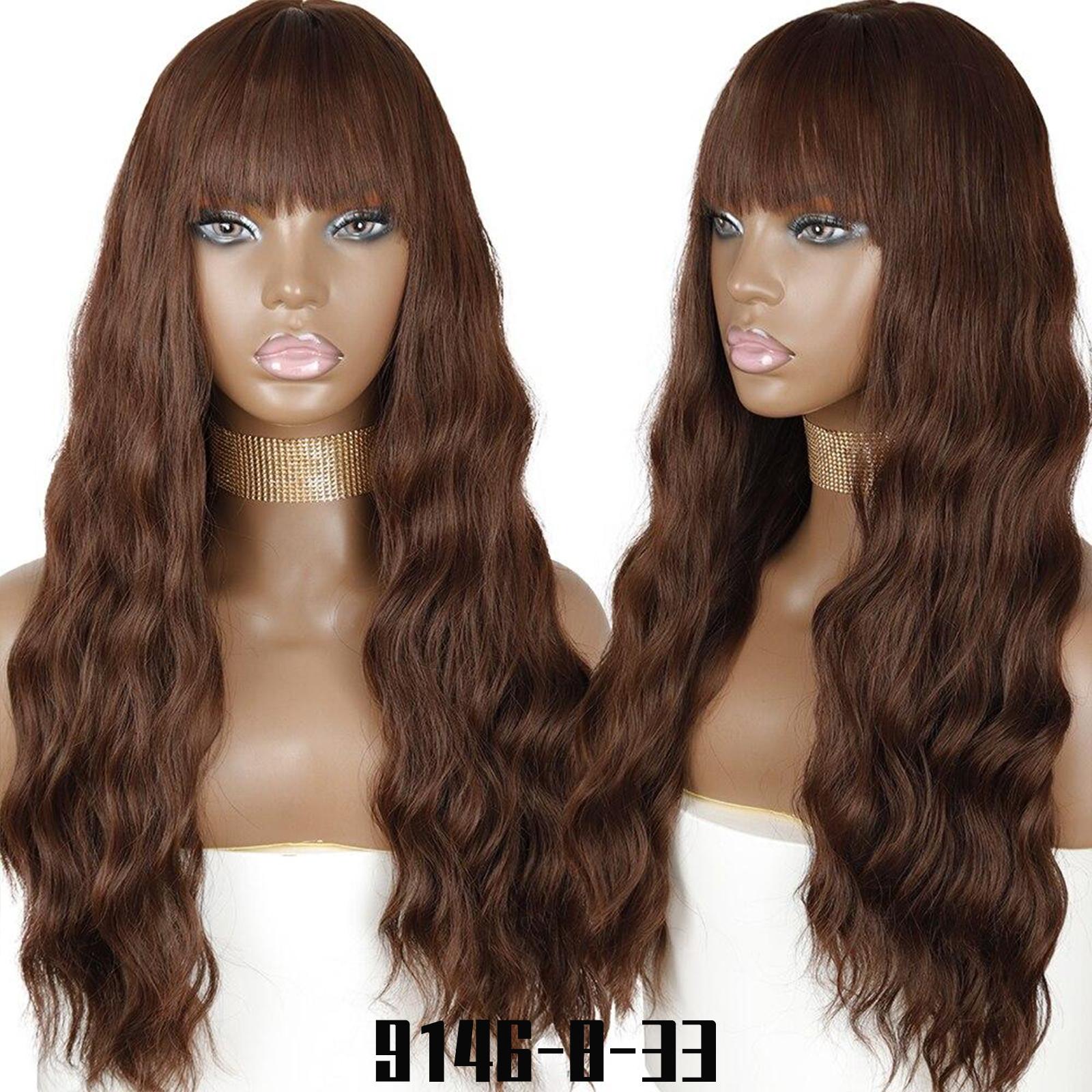 

MERISIHAIR Длинные волнистые синтетические парики с челкой Натуральный волнистый оранжевый парик для женщин Парики для косплея Термостойкие волокна парики