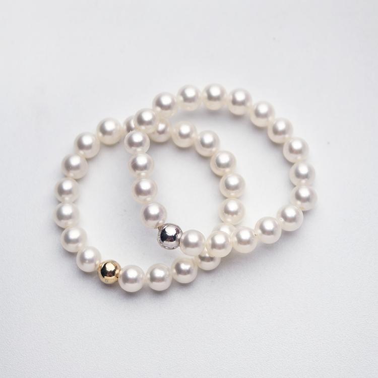 Fashionable Natural Freshwater Pearl Ring Charming Bead Jewelry Gift Mini Pearl Ring Elastic Thread 925 Silver Rhodium Plated