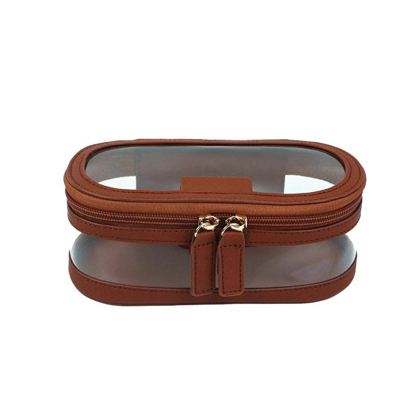 Makeup Bag Woman PU Leather Cosmetic Bags Large Capacity Transparent Washroom Bag Portable Travel Waterproof Mmakeup Box Storage Bag