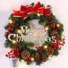 Christmas Wreath with LED Fairy Light Door Hanging Garland Pine for Home Decorations Xmas Party Supplies Happy New Year Decor