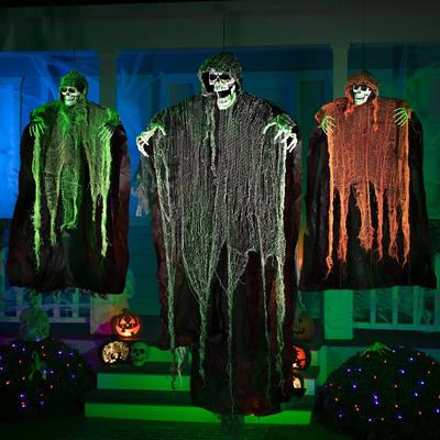 Joyfy 3er Pack Geister Gruselige Skelette Halloween Hängende Geister Sensenmänner für Halloween Innen Außen Hofdekorationen