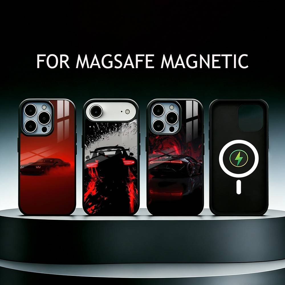 R8 Supercar CAR Phone Case For iPhone X,Xs,Xr,Xs 17,16,15,14,13,12,11 Plus,Pro Magnetic with Magsafe Wireless Charging