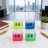 Dual Hole Pencil Sharpener With Geometric Design For Students And Office Use