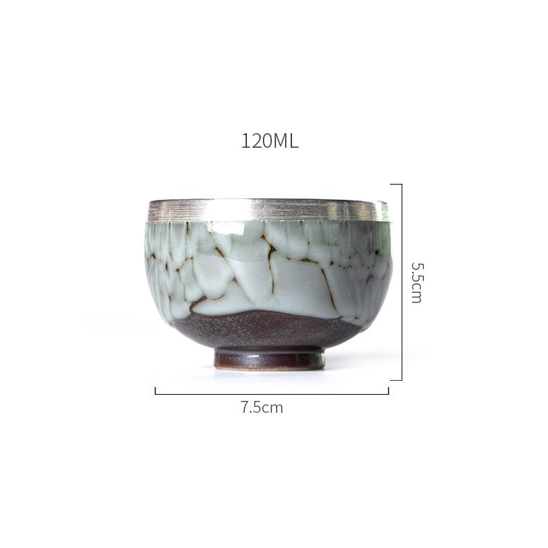 120ml Gilded Ceramic Tea Cup with Ice Crack Glaze Creative Kung Fu Tea Set