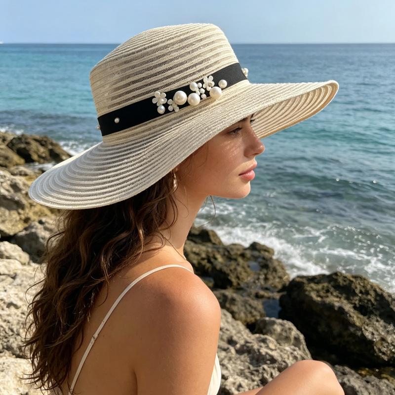 Summer Straw Woven Sunscreen Hat Women's Seaside Beach Sun Hat Outdoor Outing Big Eaves Breathable Sun Hat