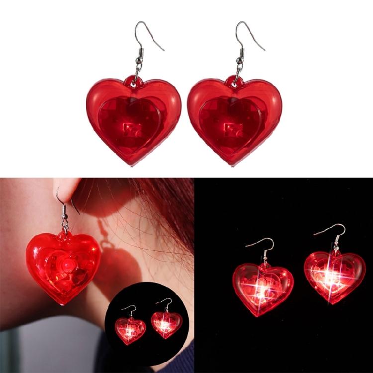 Fashion Dangle Earrings Heart LED Lights Pendant Earrings Valentines Jewelry