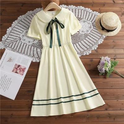 Girls' Korean-Style A-Line Summer Dress - Short-Sleeved, Trendy Princess Design for Kids and Tweens