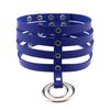Four Row Rivet PU Leather Choker, Harajuku Punk Circular Ring Street Bar Necklace