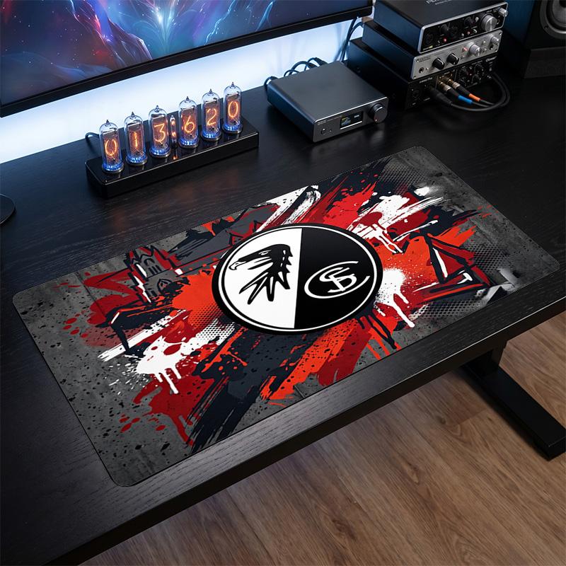 SC Freiburg FC Theme Pattern Mouse Pad, Soccer Logo Design XXL Gaming Desk Mat Non-Slip Computer Mouse Pad