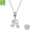 26 Letter Charm 925 Sterling Silver Pendant Korean Fashion Beaded Bracelet Silver Jewelry Accessories