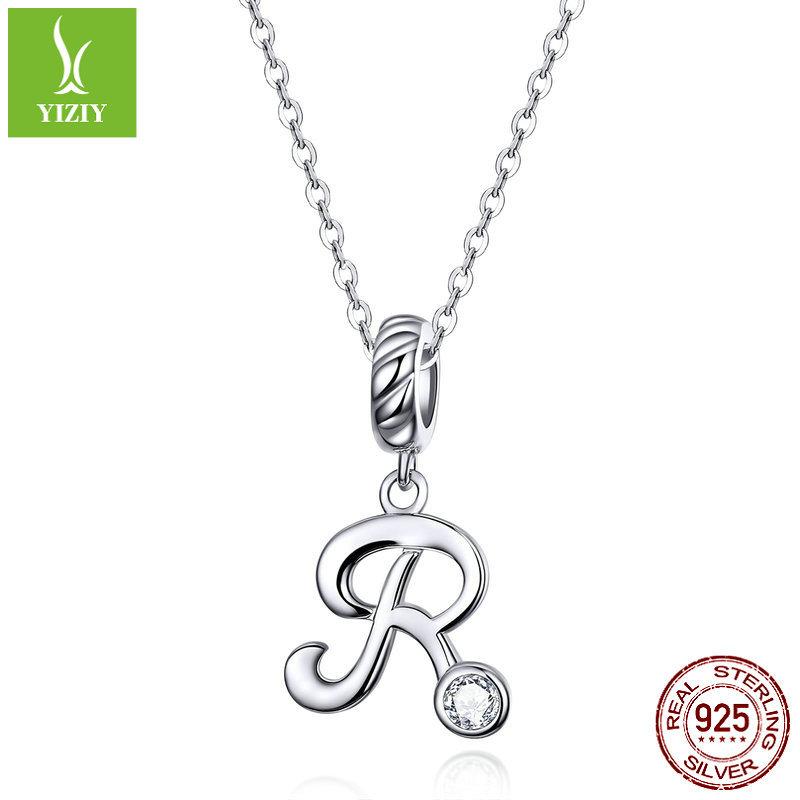 26 Letter Charm 925 Sterling Silver Pendant Korean Fashion Beaded Bracelet Silver Jewelry Accessories
