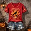 T-shirt d'Halloween pour femme avec imprimé lettres, Manches courtes décontracté à col rond, Vêtement de tous les jours