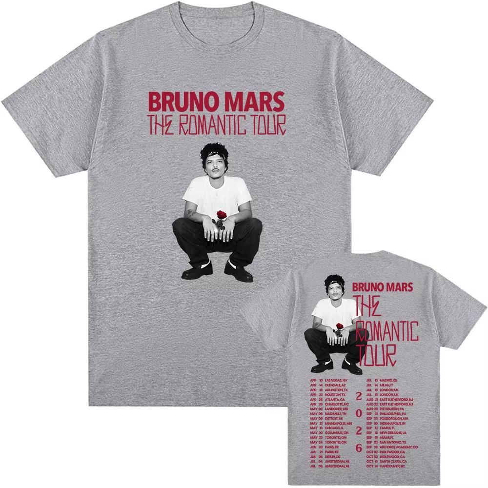 2026 Bruno Mars The Rounisextic Tour TShirt Short Sleeve Loose ONeck Tshirts Unisex Summer Streetwear Casual Singer Print T Shirt S
