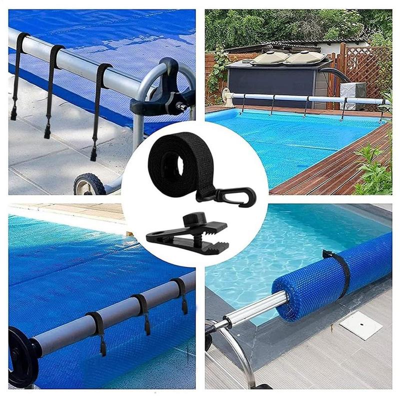 24Pcs Solar Cover Reel Straps Solar Cover Attachment Kit Straps Solar Cover Reel Attachment Kit for Inground Swimming Pool
