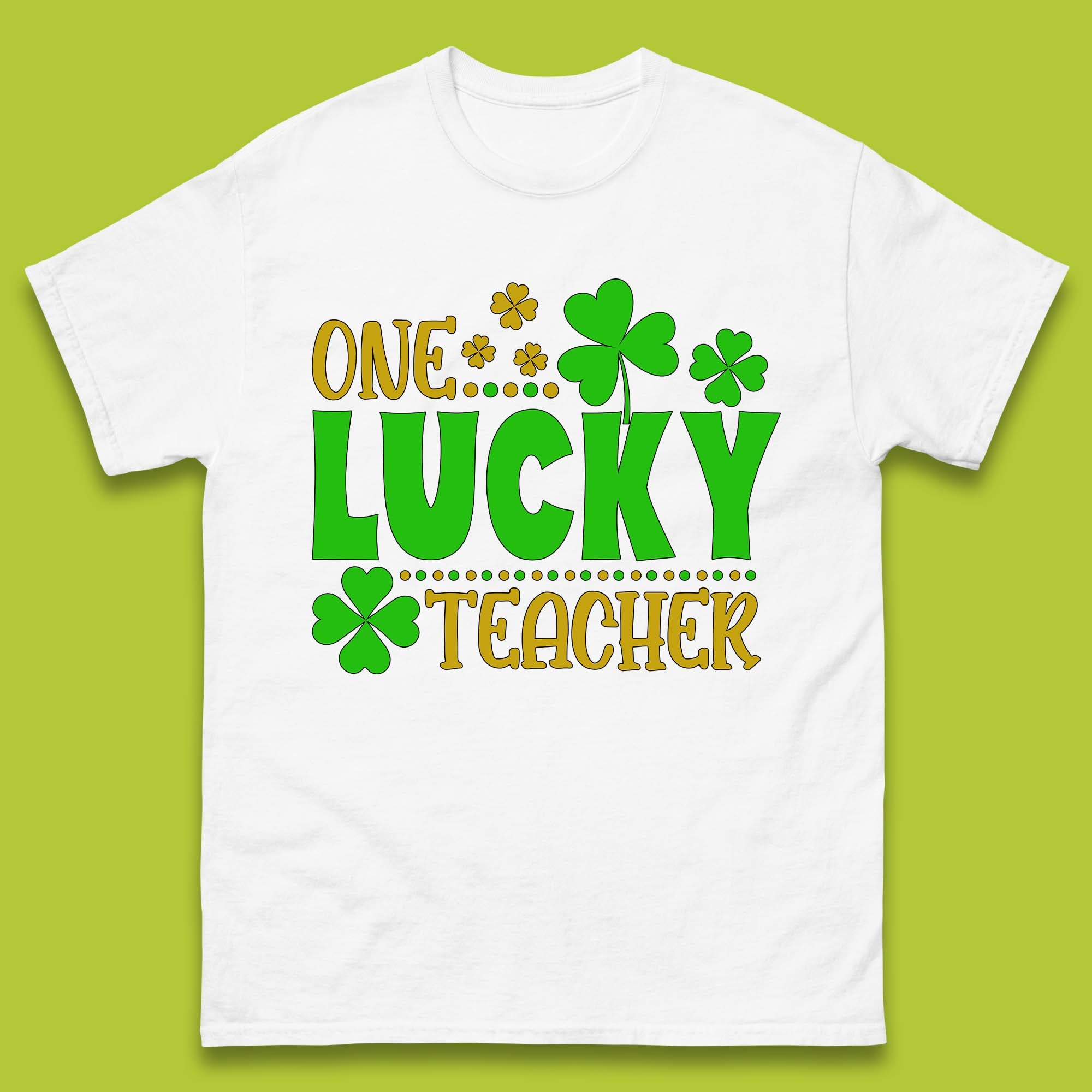 One Lucky Teacher Mens T-Shirt Womens Tops Tees S