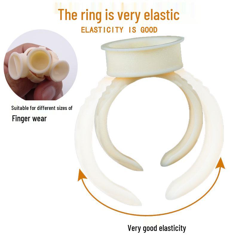 Silicone Tattoo Pigment & Glue Ring Holder for Eyelash Extension - 100 pcs Pack