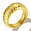 JOVO LOVE Simple Bread Shape Texture Thread Ring For Women Summer Stainless Steel Waterproof Rings Ladie Jewelry Gift