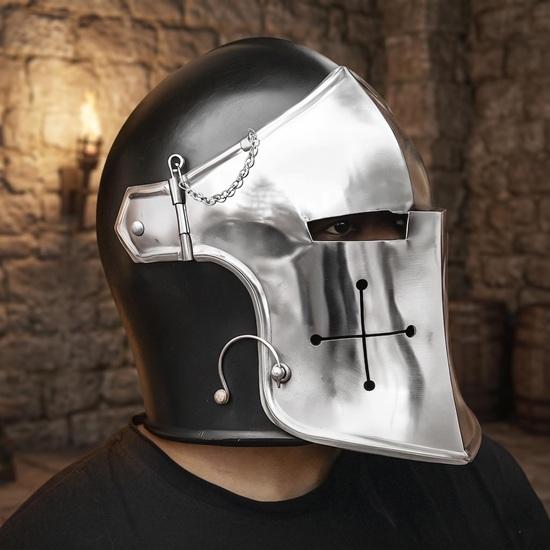 Templar Knight Helmet Full Face Medieval Crusader Helm for Cosplay, Reenactment Display