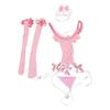 Woman Cat Garter Lingerie Lace Sheer Mesh Slim Fit Bowknot Charming Lingerie Cosplay Set Pink Free Size