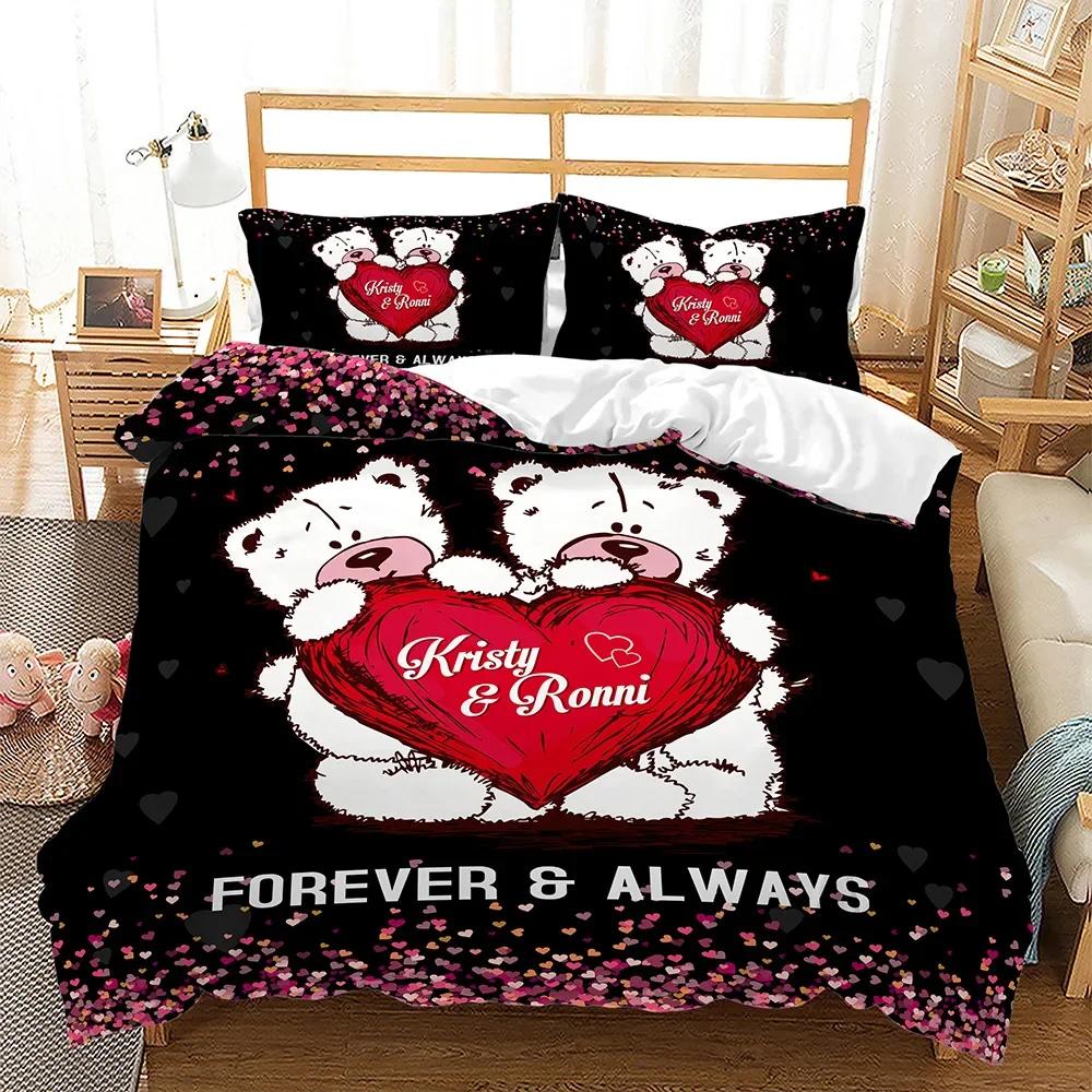 Couple Soft Duvet Cover Romantic Love Patern of Lovers Pink Beding Set Winter Single/double Soft Duvet Cover Bedrom Set Fre Shiping